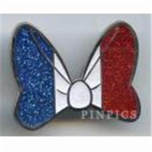 DISNEY PIN MINNIE MOUSE ICONS SPARKLY RED BOW WITH WHITE POLKA DOTS FROM 4 SET