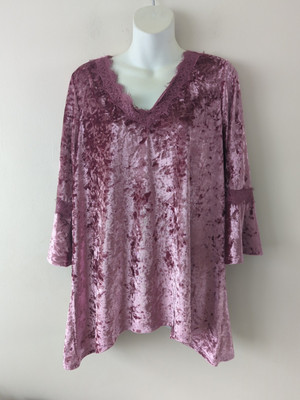 Absolutely Famous Tunic Top Shirt Blouse Size M Crushed Velvet Stretch Fairy