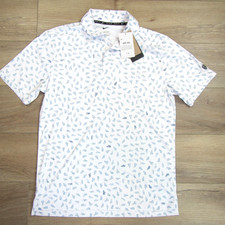 NEW 2026 NIKE 100 MENS GOLF POLO SHIRT MEDIUM SHOES PRINT MEDIUM WHITE PAR DRI