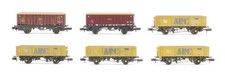 GRAHAM FARISH 'N' GAUGE RAKE OF 6 ARC TIGER/EWS MEA OPEN WAGONS *WEATHERED