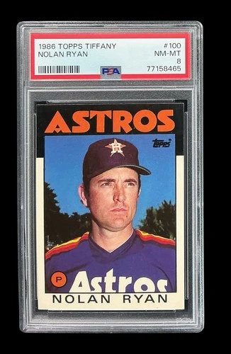 1986 topps tiffany #100 nolan ryan hof; glossy SP edition PSA 8  (iAPPEAL+)
