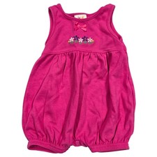 Carters Baby Girl Pink Bubble Romper Embroidered Flower Bow 6-9M Vintage 90s Y2K