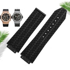 25MM RUBBER REPLACEMENT BAND STRAP FOR FITS HUBLOT BIG BANG FUSION BLACK