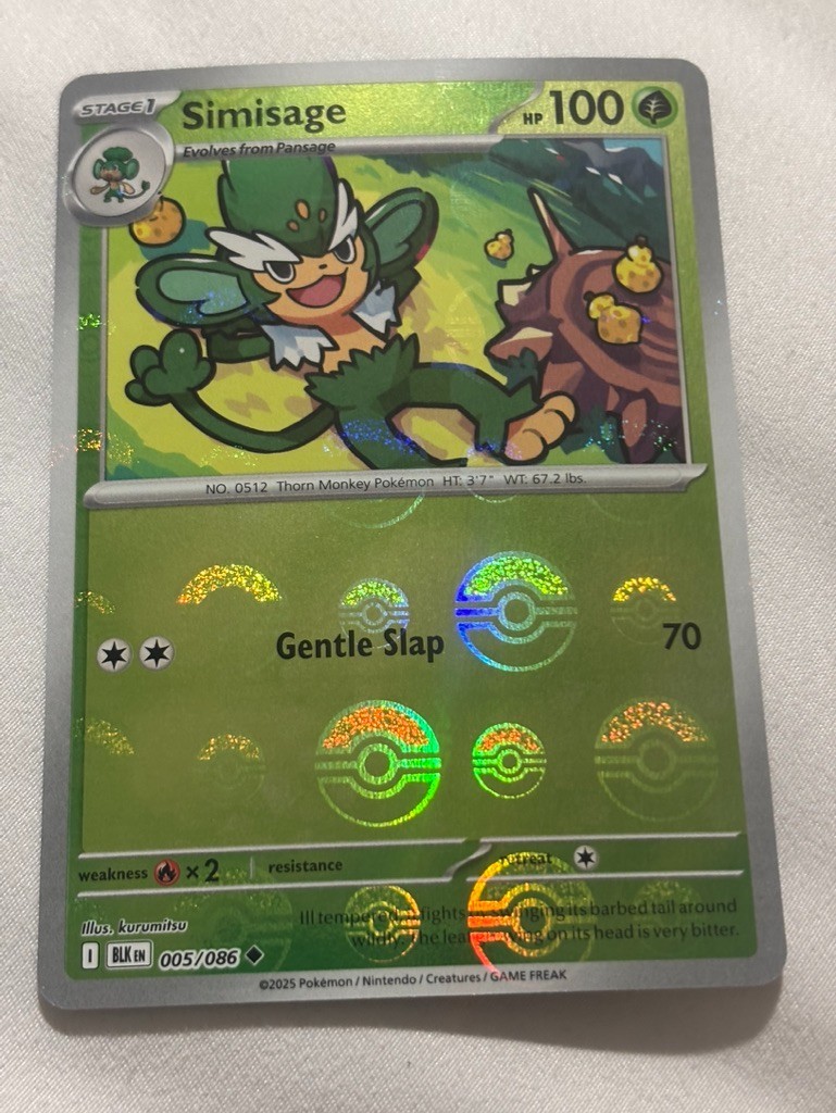 Pokemon TCG Simisage 005/086 Black Bolt (Poke Ball Pattern)