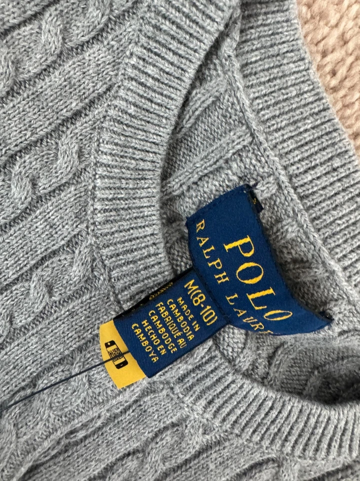 Cárdigan de algodón para niña grande Polo Ralph Lauren GRIS NUEVO CON ETIQUETAS talla M (16) Foto 3 de 4