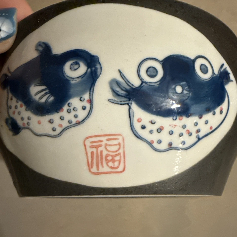 Чаша с рыбой фугу, черная японская керамика, блюда для суши с ручной росписью керамика - Изображение 4 из 4