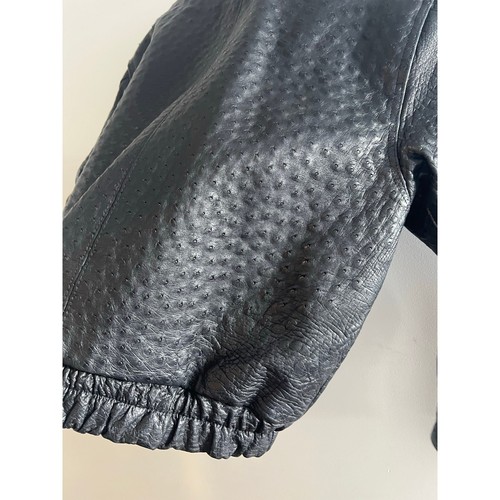 Vintage Moda Scapa Genuine Ostrich Leather Bomber Jacket Black Size Medium - Picture 11 of 11
