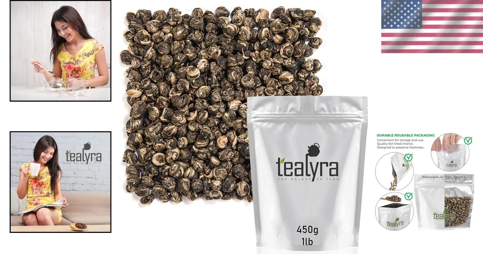 Perlas de dragón jazmín imperial - té de hojas sueltas de 16 oz Foto 2 de 4