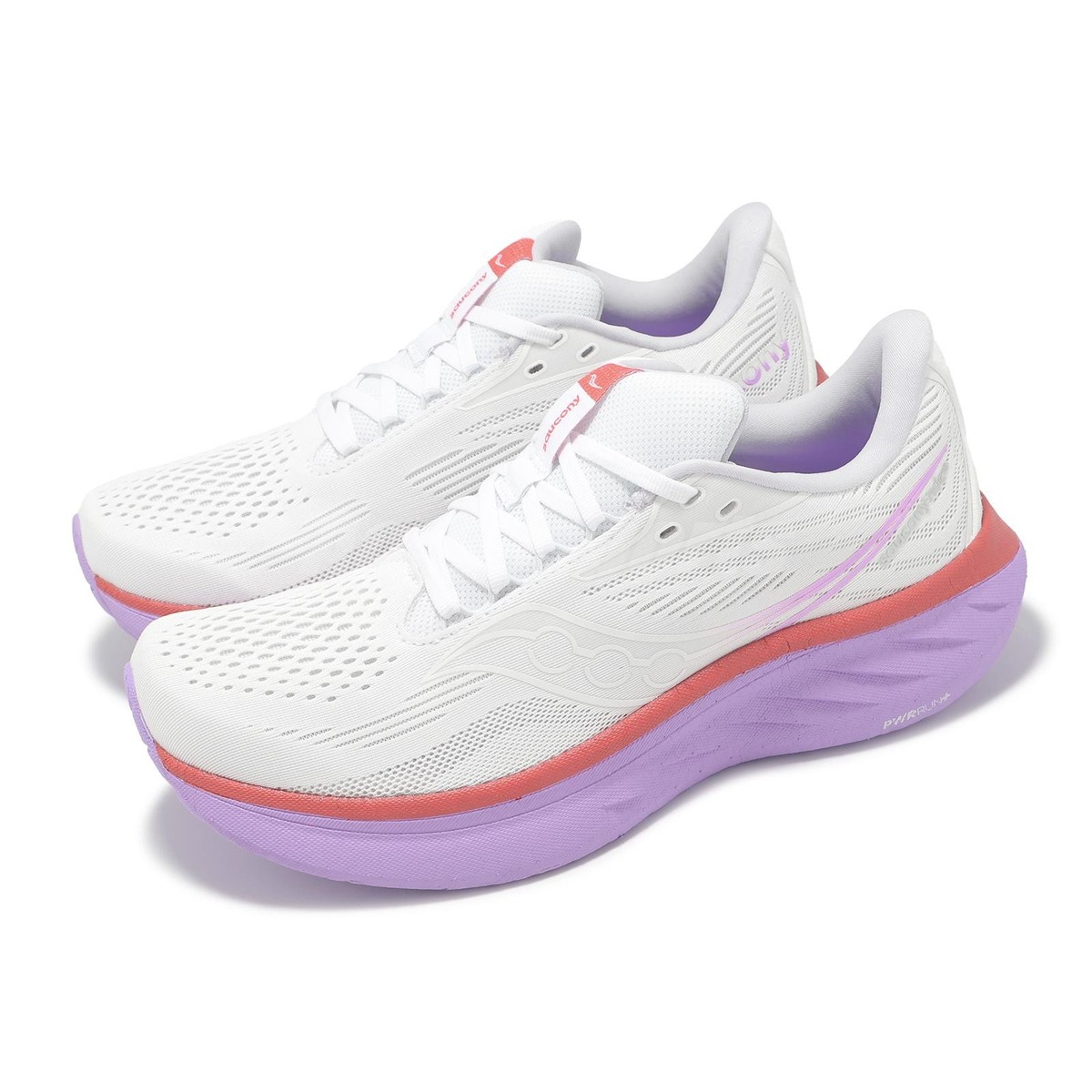 Saucony Ride 18 White Coral Women Road Running Jogging Shoes 