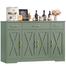 Sideboard Kitchen Buffet Cabinet 140cm 3 Drawers 4 Door Adjustable Shelves Wood
