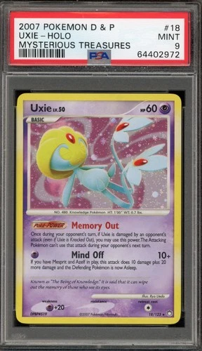 Pokemon Uxie Mysterious Treasures Holo Rare #18 PSA 9 Mint