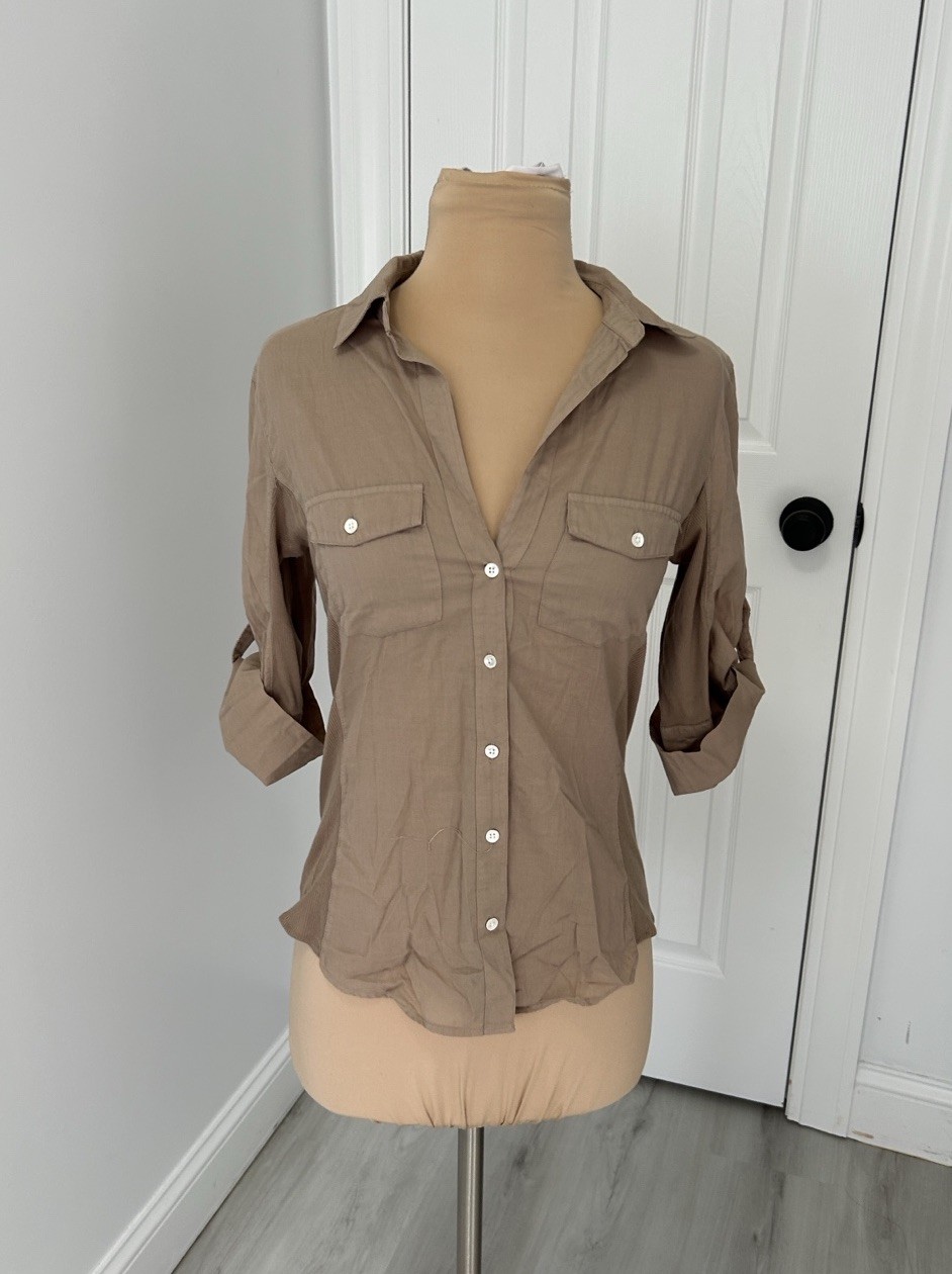 James Perse Slub Side Panel Button Down Shirt Lig… - image 4