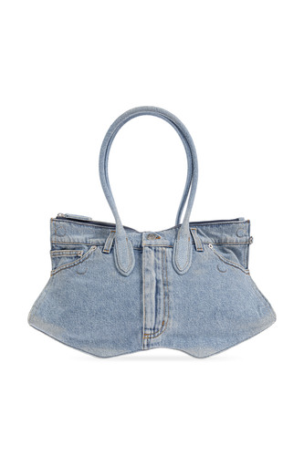 ALEXANDER MCQUEEN $1990 Manta Washed Blue Denim Shoulder Bag & Authentic