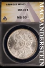 1884-O Morgan Dollar - ANACS MS 63 - Scarce  No Reserve  #SLK635