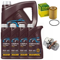 MotoröL Filter Set Mannol 5W-40 9 Liter + Schraube FüR Mercedes E-Klasse CLK