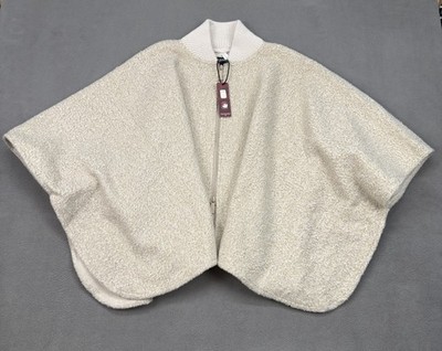 Canada Weather Gear Women s Cream Cape Poncho Warm Cozy Soft Boucle Zip Up