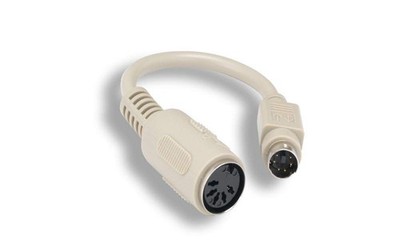 Keyboard Adapter AT to PS/2 DIN-5-Female to Mini-Din 6-Pin Male 6 Inch Cable
