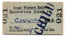 Great Western Railway Ticket Bronwydd to Conwil - First