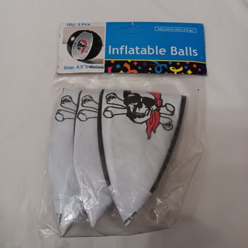 4.5 Inch Inflatable Balls With Pirate Skulls On It Lot Of 3 