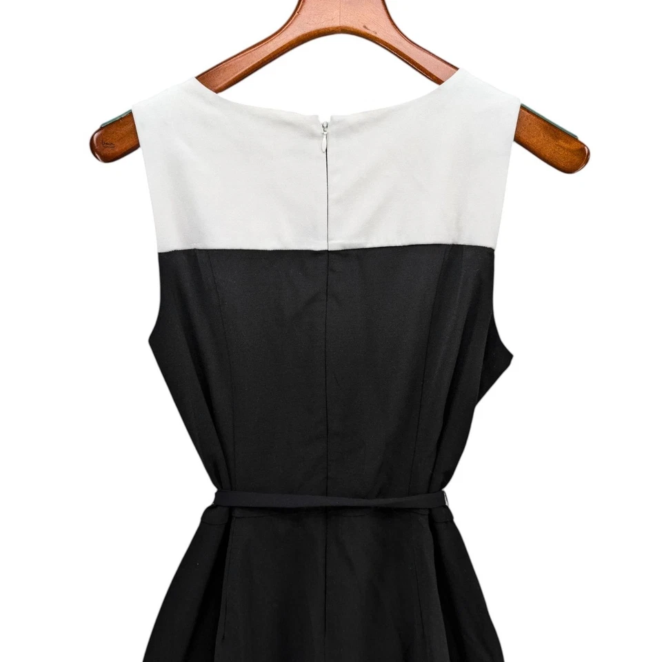 WHBM подпоясанный комбинезон женщин белый черный без рукавов широкие ноги эластичной размер 8 - Изображение 4 из 4