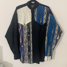 Vtg Panhandle Slim Western Men  s L/S Shirt XL Multi Color Pattern Button USA