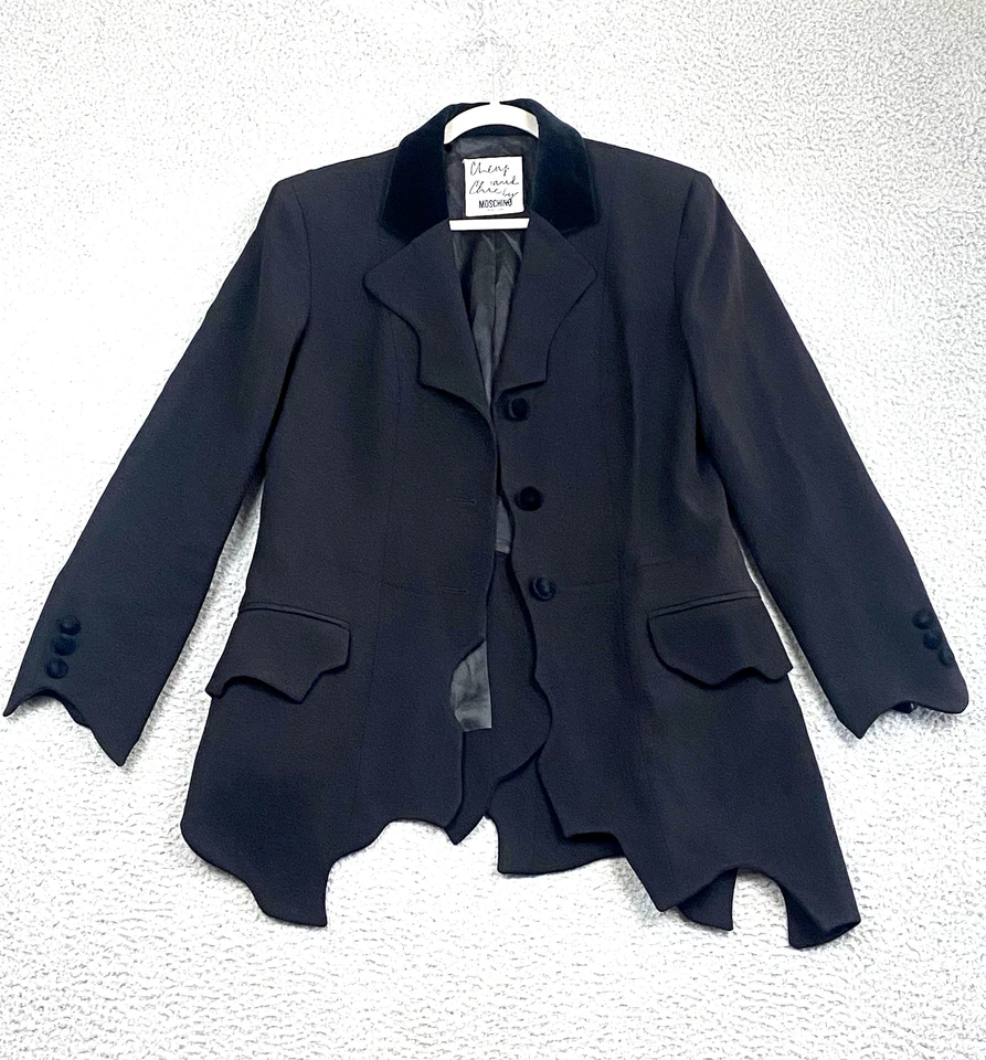 Vtg Cheap & Chic Moschino Blazer Jacket Black Size 14 Avant-Garde Italy 80s/90s - Image 2 of 4