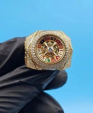 Anello Uomo 2.60Ct Moissanite Personalizza Campione Roulette Placcato Oro Giallo 14K