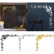 NEW 3D MIRROR FLOWER WALL CORNER STICKER ART ACRYLIC MURAL DECAL HOME DECORATION