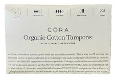 Cora Organic Cotton Tampon Multipack With Compact Applicator 32 Count