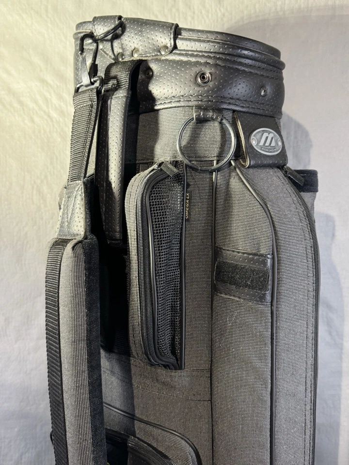 Bolsa de golf Mizuno Omega LX -6 vías soporte de carro de lona con capucha para lluvia HECHO EN EE. UU. EN MUY BUENA CONDICIÓN DE COLECCIÓN Foto 3 de 4