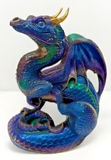Windstone Editions 1990's Scratching Dragon Peacock Purple Standing Large - Pena