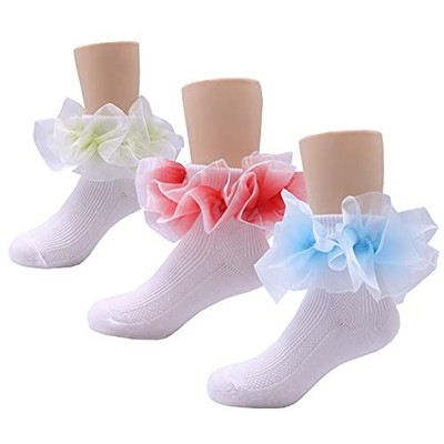 Toddler Little Girls Turn Cuff Two-Layer 1-2T Assorted Color B(red/Blue/Yellow)