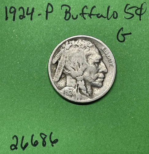 1924 Buffalo 🦬 Indian Head Nickel 5c Good