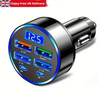 Fast Car Charger Adapter 4USB 2 Type C Lighter Socket Adapter For Iphone Samsung