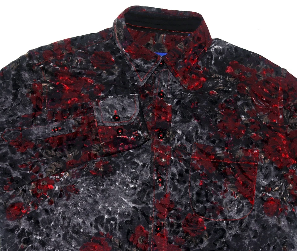 Georg Roth Long Sleeve Button Front Velvet Abstract Dress Shirt Size Medium - Image 2 of 4