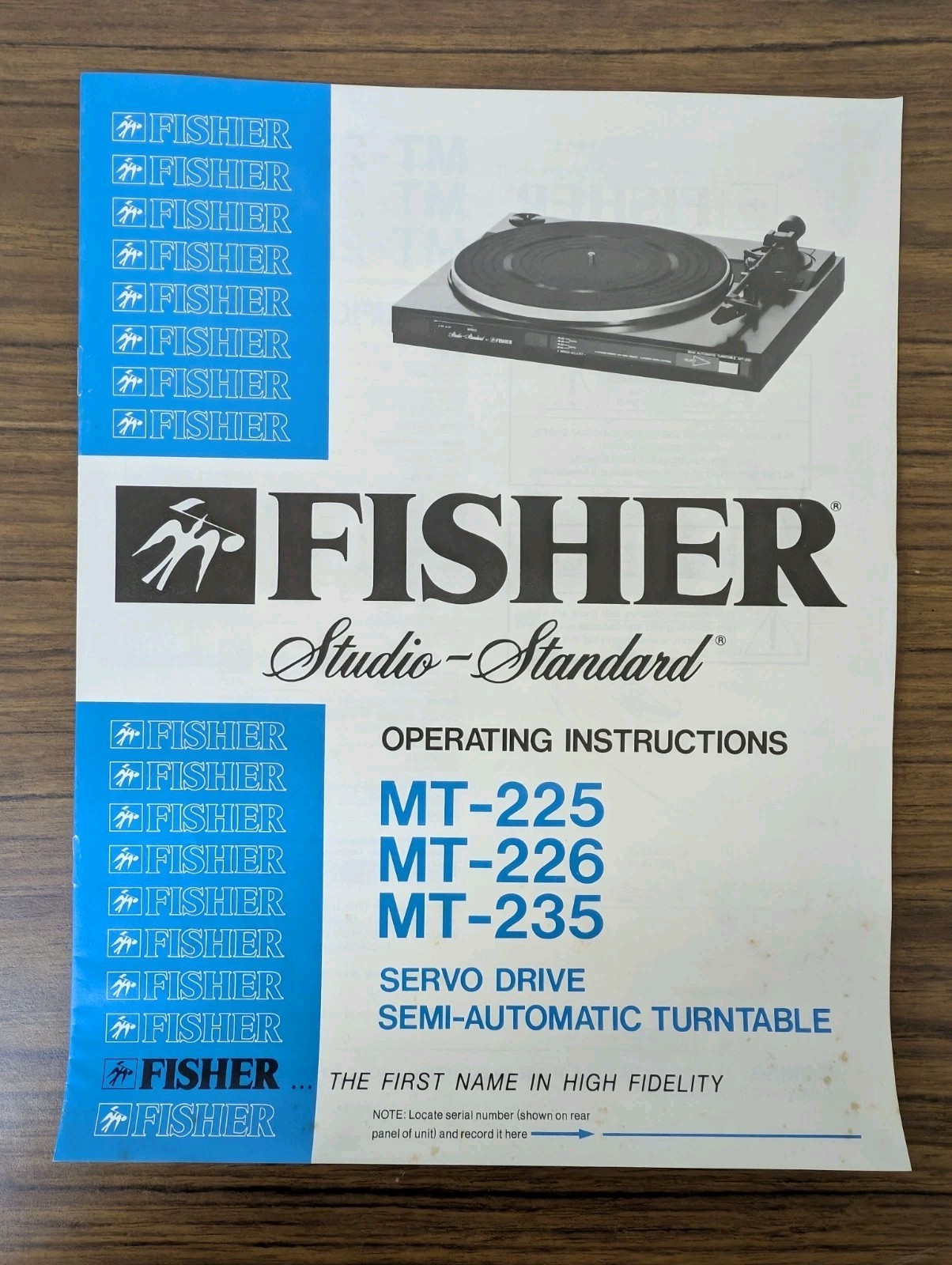 Fisher MT-225/226/235 Servo Drive Semi Auto Turntable Instructions D-6888