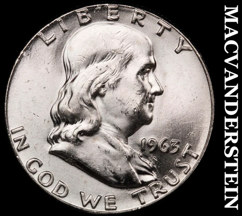 1963 Silver Franklin Half Dollar - Choice Gem Brilliant Unc+++  Lustrous  #i150