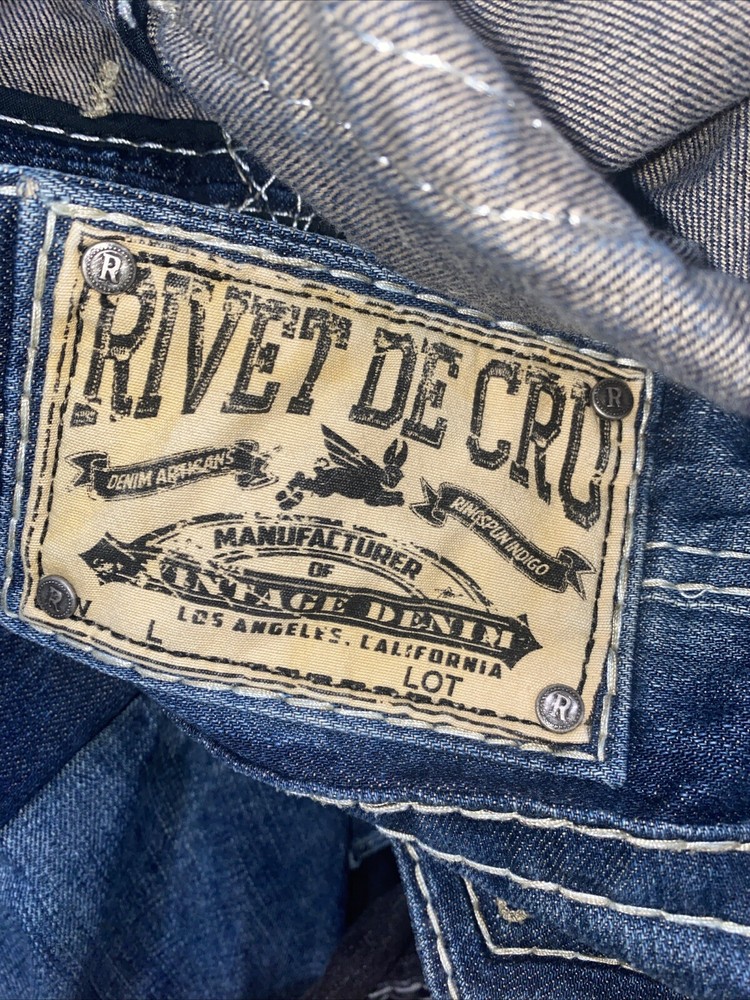Rivet De Cru Mens 42 X 34 Jeans Distressed Faded Mae Relaxed Straight Leg READ