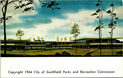Artist's Rendering of Civic Center Building Southfield Michigan Vintage Postcard