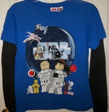 Clone Star Wars Blue Black World Long Sleeve Shirt Boys Size 14 / 16 NWT