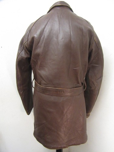 VINTAGE 60'S FRENCH LEATHER BARNSTORMER MOTORCYCLE TRENCH CAR JACKET SIZE M - Picture 16 of 24