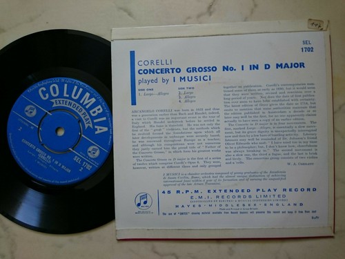 CORELLI Concerto Grosso No.1 I MUSICI 7" - Foto 2 di 2