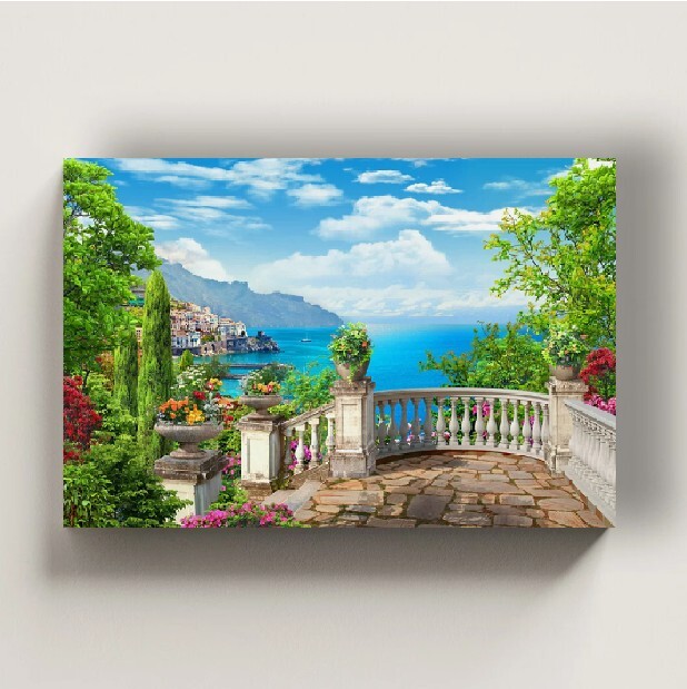 Mediterranean Landscape Canvas Art Home Decor Wall Art Framed 20x30cm