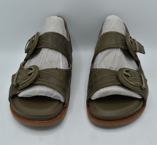 Sofft Womens Size 11 Adalia Olive Buckle Croc Embossed Suede Leather Sandals - Picture 7 of 11