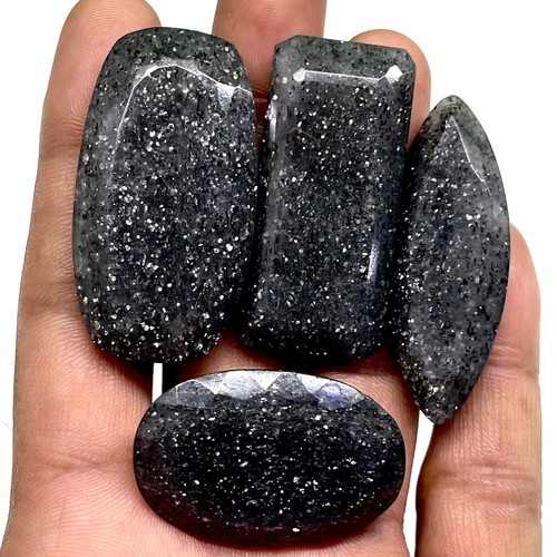 4 Pcs Natural Black Sunstone 35-45mm Mix Cut Loose Faceted Gemstones 283.35 Cts - Picture 14 of 19