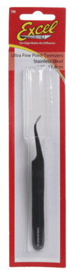 Excel Tools Slanted Fine Point Tweezers Black 30420