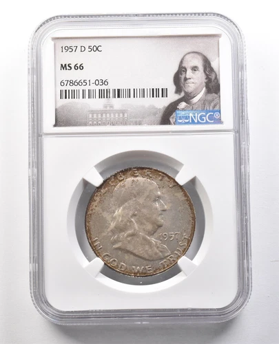 1957-D Franklin Half Dollar MS66 NGC Beautiful Tone *1279