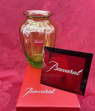 NIB FLAWLESS Stunning BACCARAT France Green AQUARELLE Crystal BUD FLOWER VASE