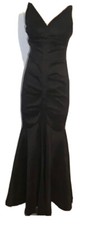 Windsor Ruched Deep V Black Mermaid Ball Prom Gown Dress Juniors Size 5