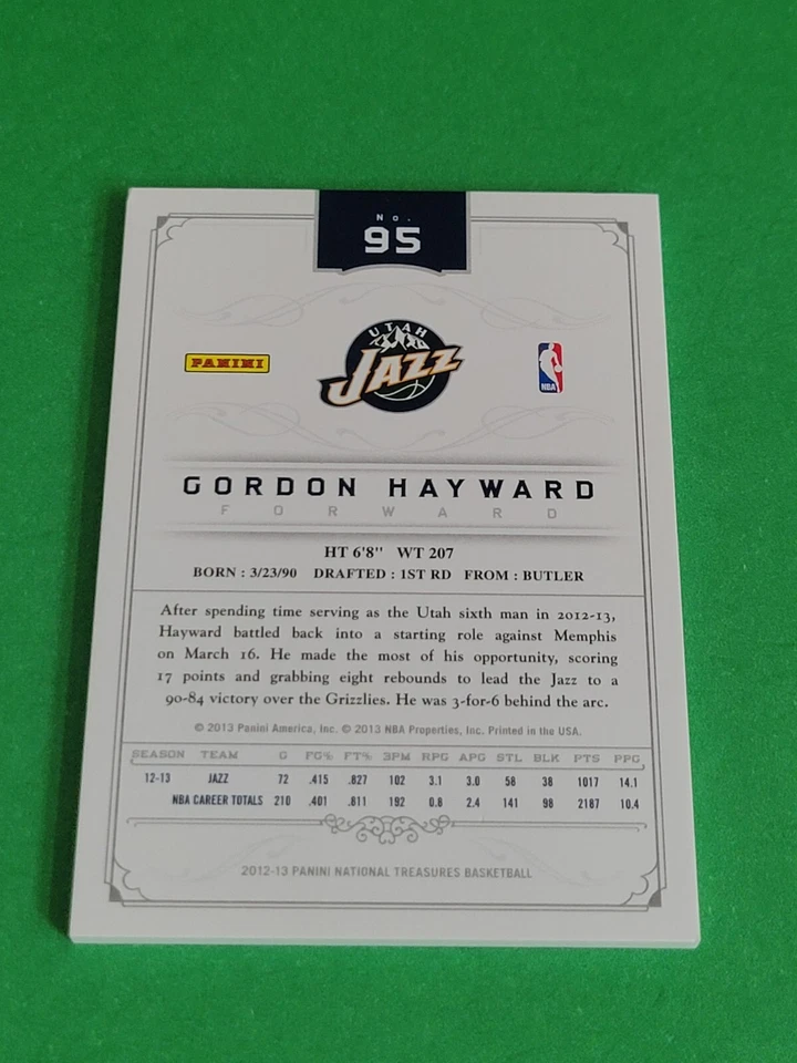 GORDON HAYWARD -  2012-13 PANINI NATIONAL TREASURES BASE SET CARD #95 /99 - Image 2 of 2